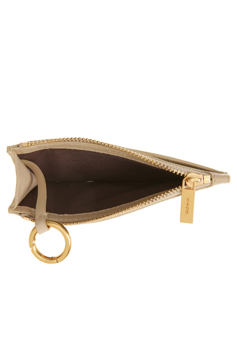 Vince Top Zip Leather Card Case, Alternate, color, Marzipan
