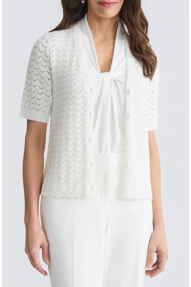 Texture Stitch Short Sleeve Cardigan, Main, color, VANILLA ICE