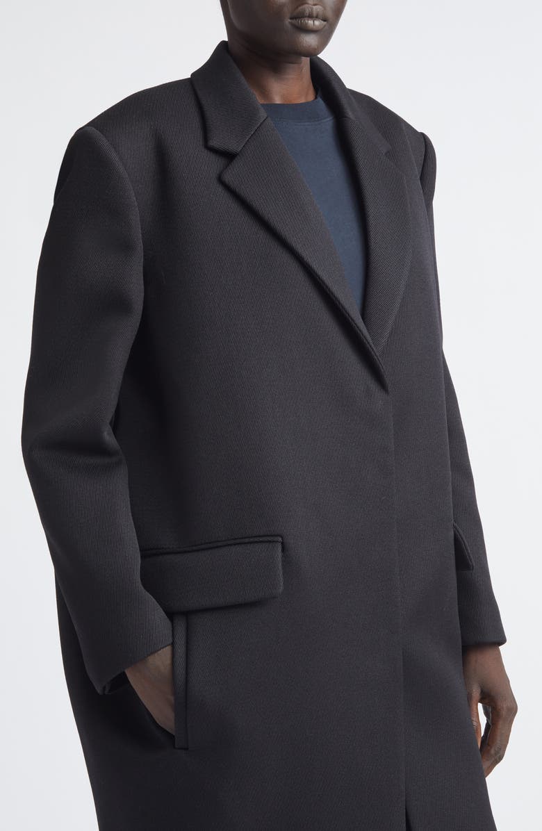 Balenciaga Wool Gabardine Long Sack Coat, Alternate, color, 1000 Black