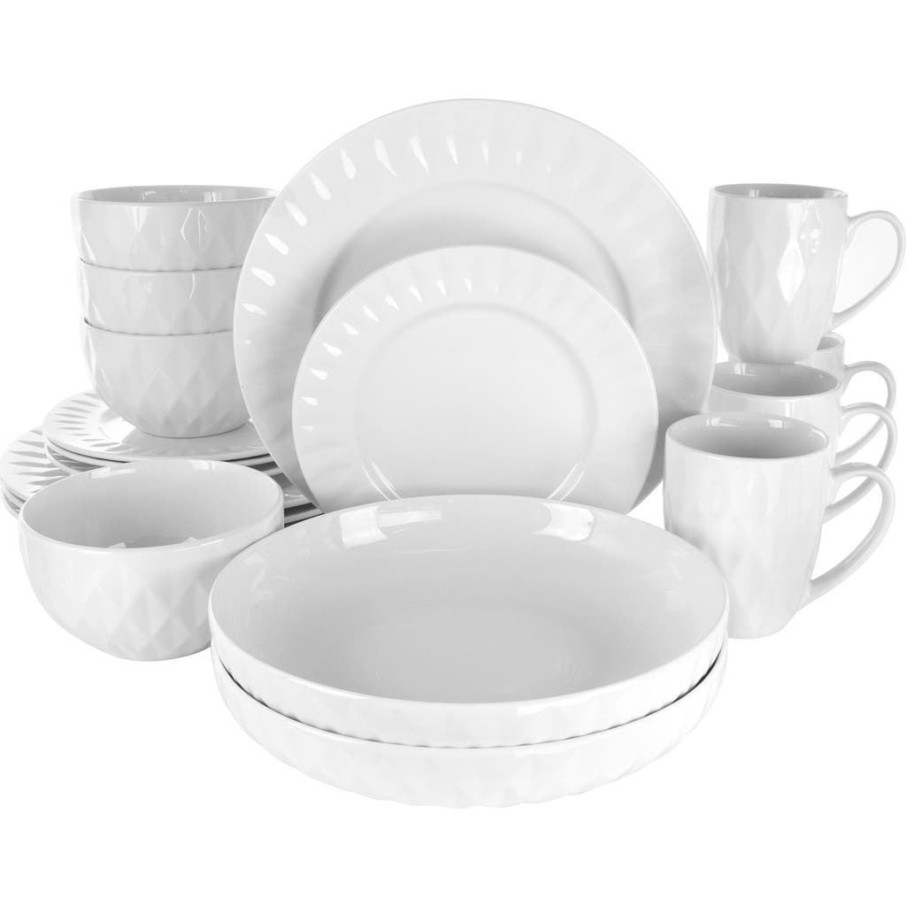 Elama Sienna 18 Piece Porcelain Dinnerware Set In White