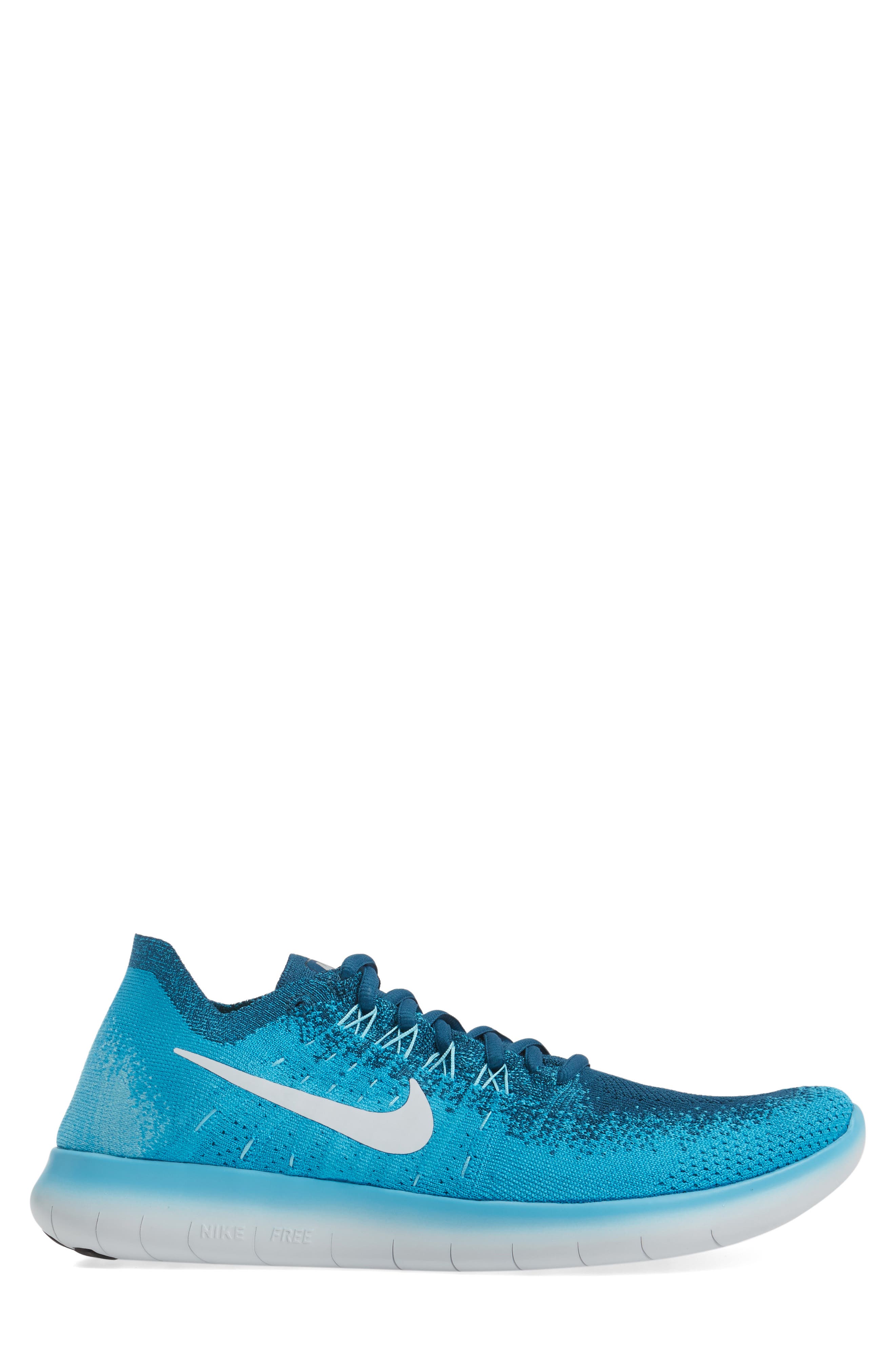 Free Run Flyknit 2017 Running Shoe, Alternate, color, BLUE LAGOON/ PLATINUM/ BLUE