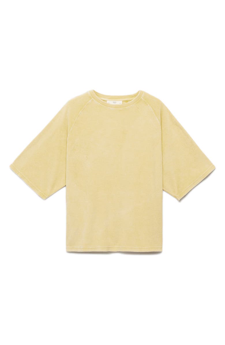 MANGO Cotton Blend Terry T-Shirt, Main, color, Mustard