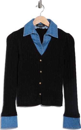 Button Front Sailor Collar Cardigan