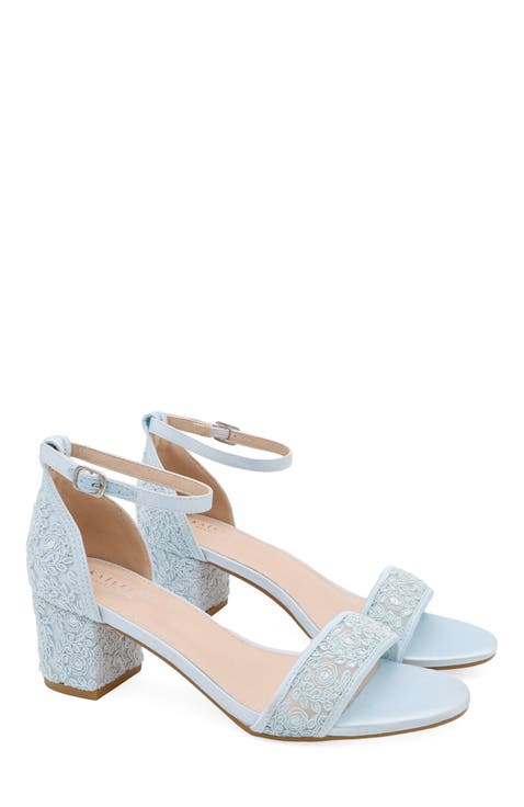 Jackie Crochet Lace Block Heel Sandals