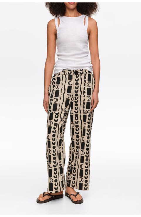 Moon Stripes Straight-Leg Trousers With Elasticated Waist