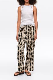 Bimba y Lola Moon Stripes Straight-Leg Trousers With Elasticated Waist