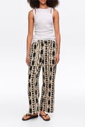 Bimba y Lola Moon Stripes Straight-Leg Trousers With Elasticated Waist