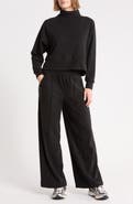 90 DEGREE BY REFLEX Marled Pique Perry Two-Piece Lounge Set