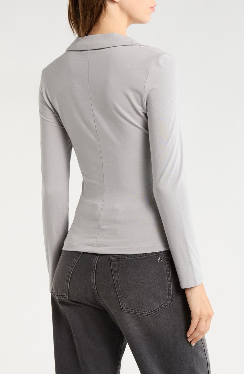 rag & bone Lucy Ruched Polo Button-Up Shirt, Alternate, color, Grey