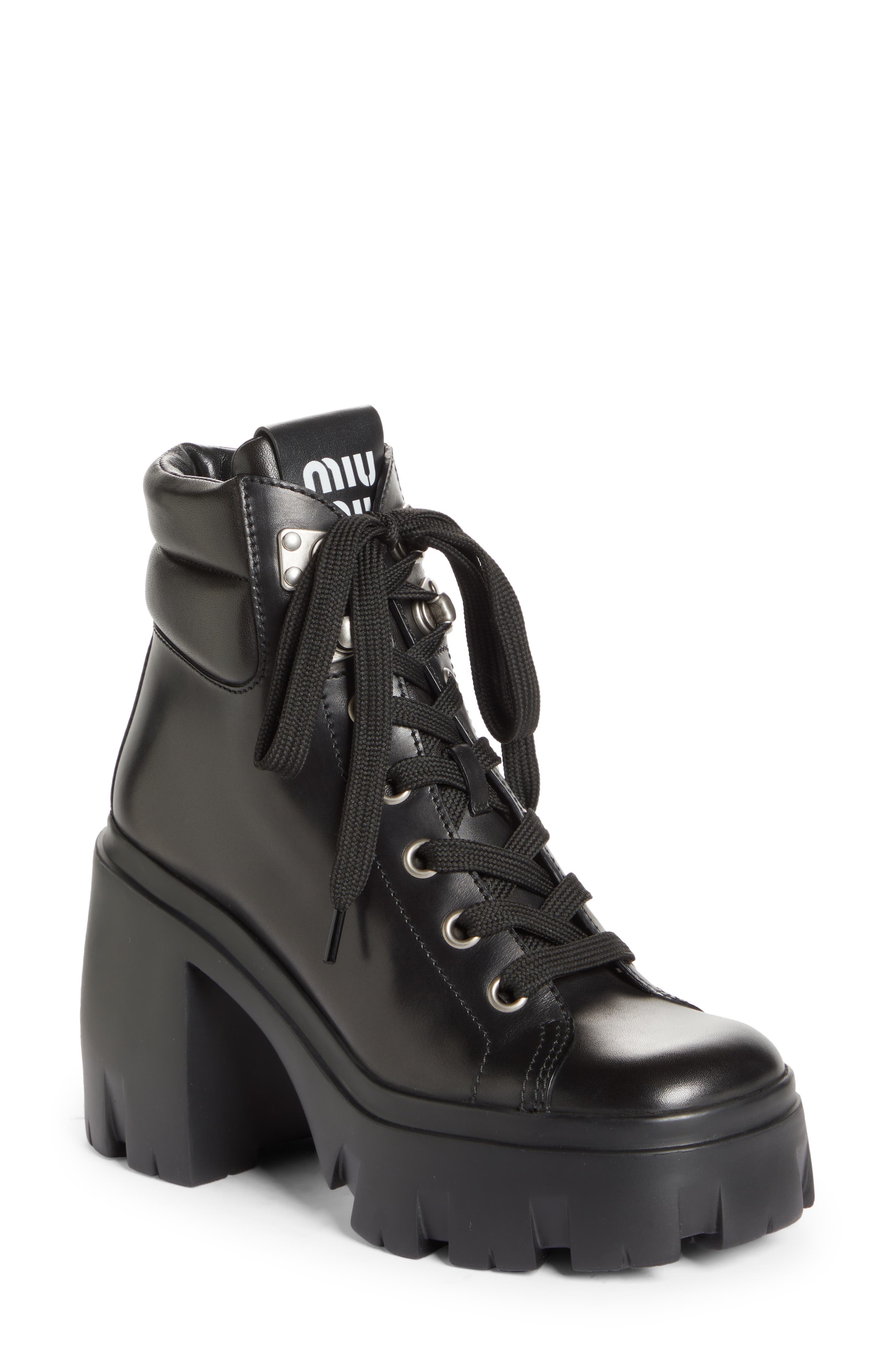Miu Miu Lug Sole Combat Boot, Main, color, 