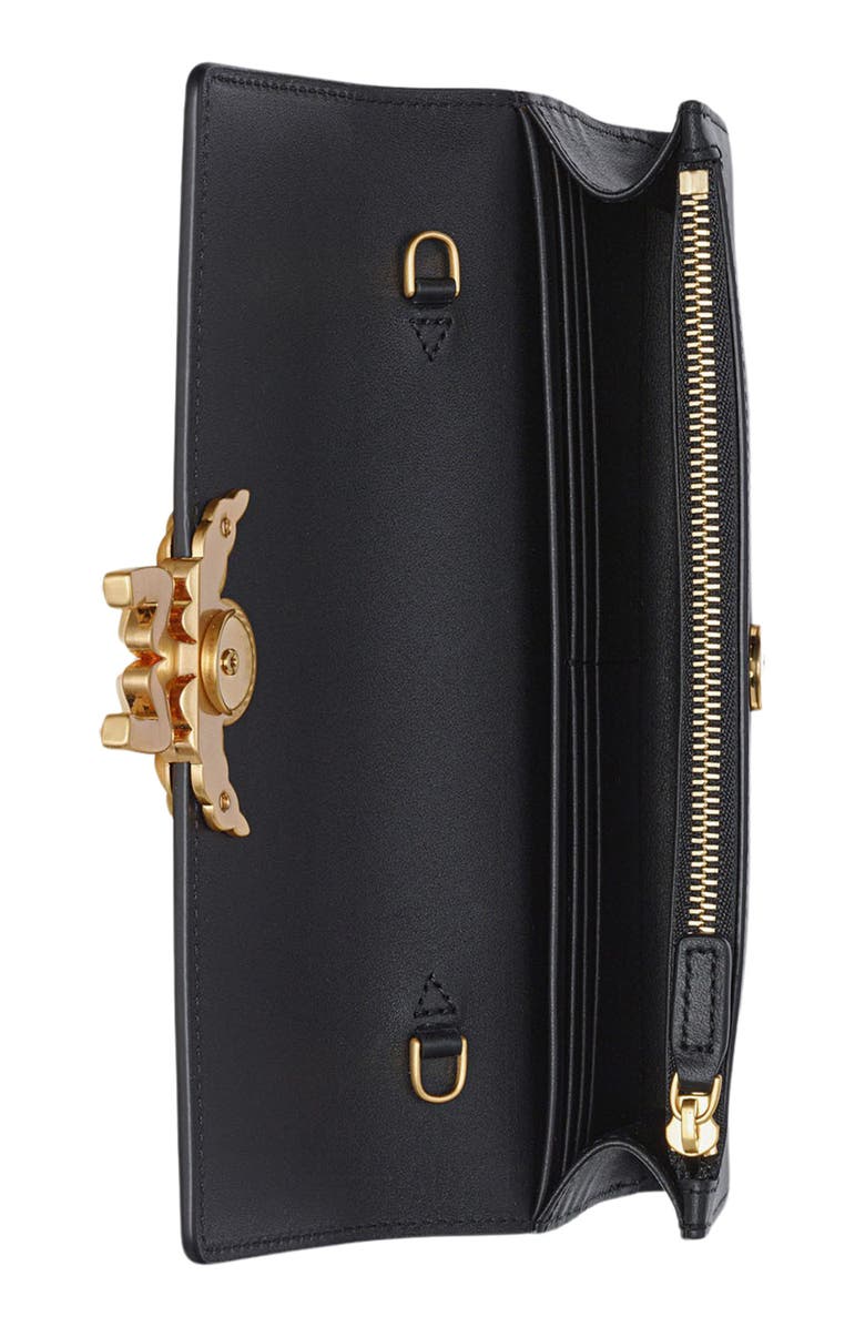 MCM Large Himmel Leather Wallet on a Chain, Alternate, color, Black