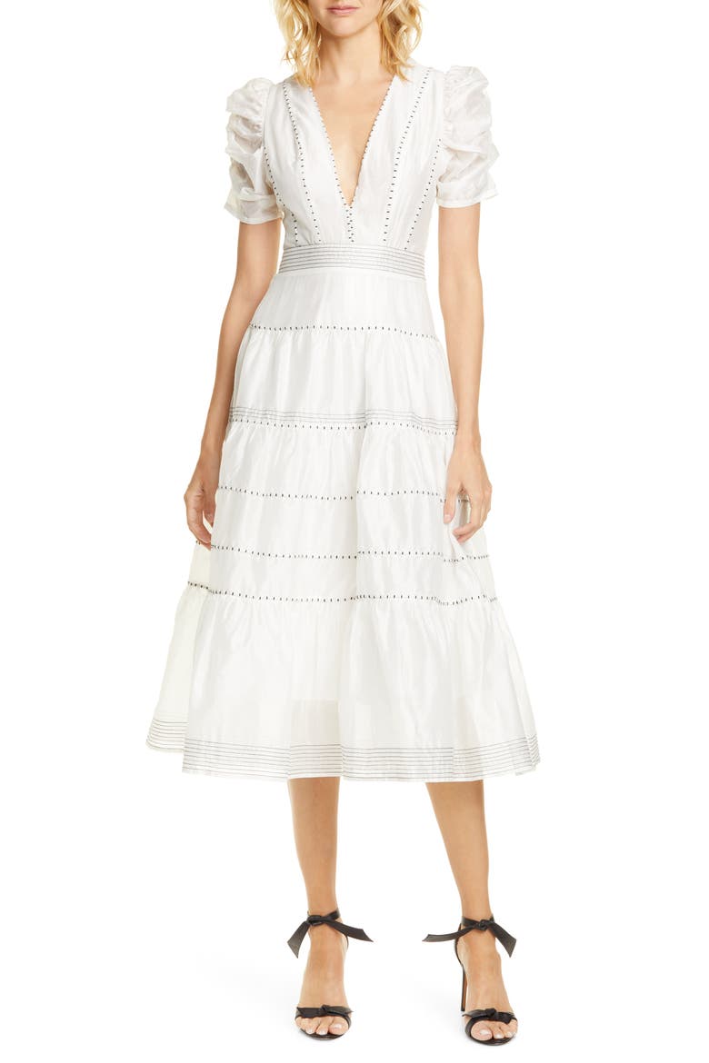 Odilie Midi Dress, Main, color, BLANC