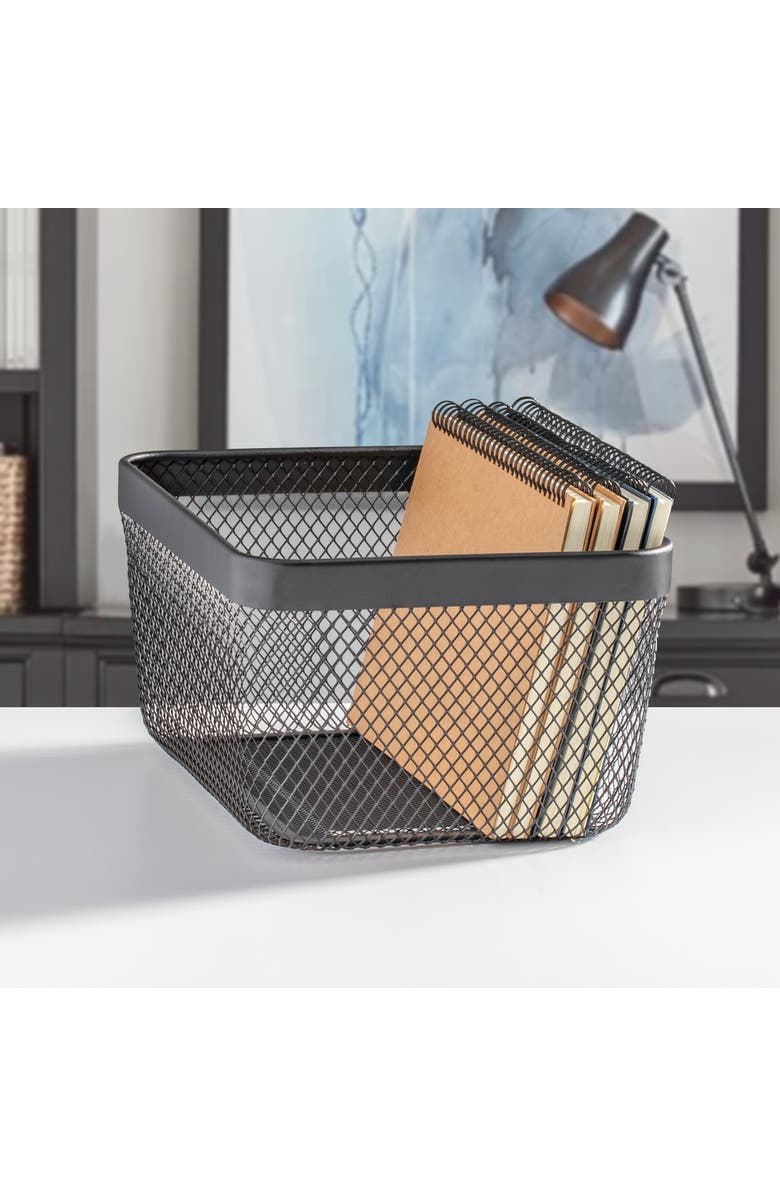 mDesign Metal Mesh Pantry Basket for Kitchen Storage - Set of 4 - Black, Alternate, color, Black