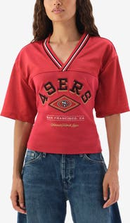Off Season San Francisco 49ers Graphic V-Neck Lace Back T-Shirt