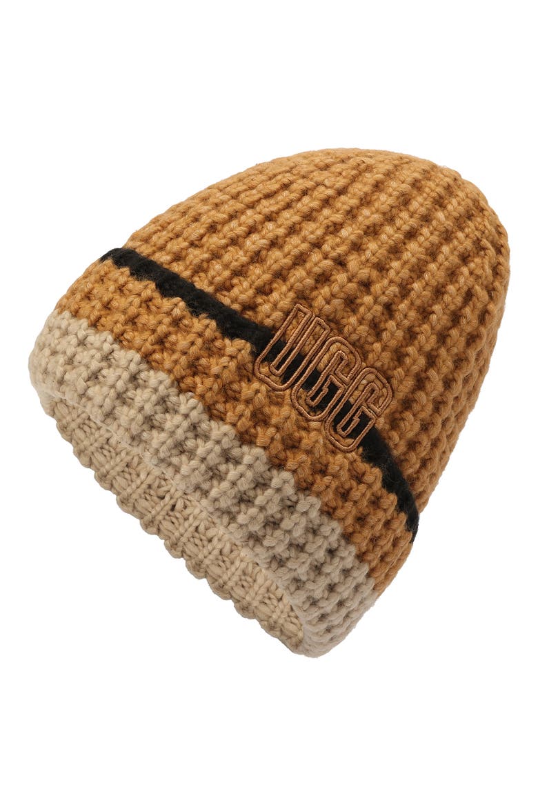 Waffle Stripe Beanie, Alternate, color, CHESTNUT MULTI