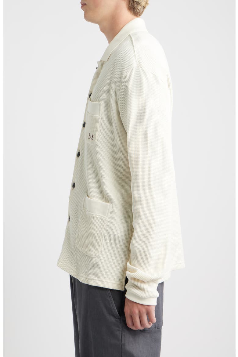 Delano Cotton Thermal Button-Up Shirt, Alternate, color, OFF WHITE