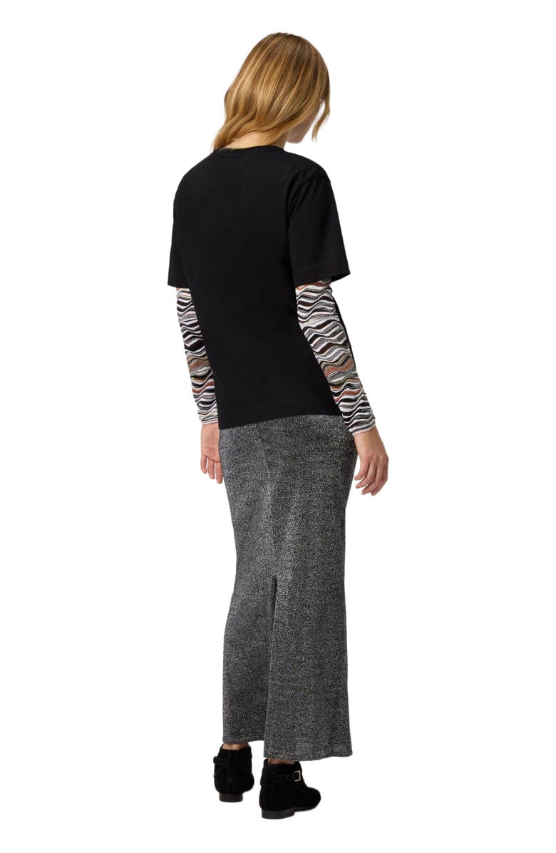 Missoni Short Sleeve T-shirt With Knit Insert And Logo, Alternate, color, Black