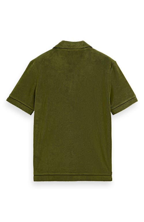 Scotch & Soda Towelling Cotton Terry Polo In Green