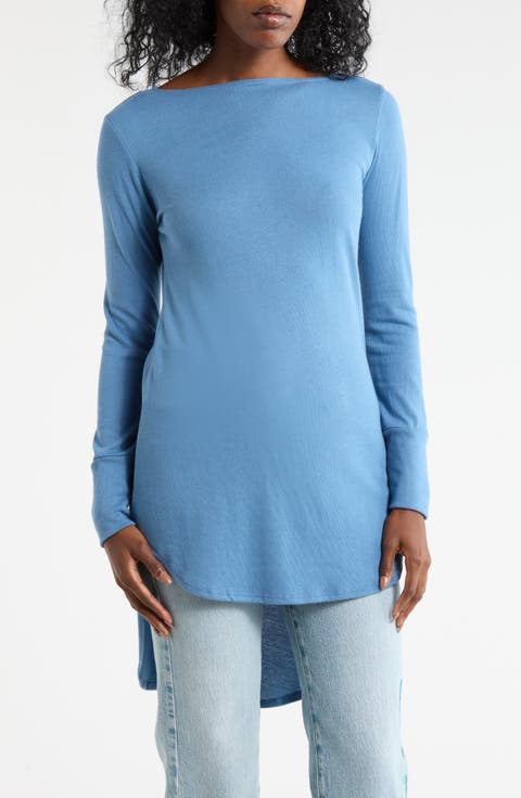 Boat Neck High Low Sweater