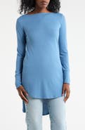 GO COUTURE Boat Neck High Low Sweater