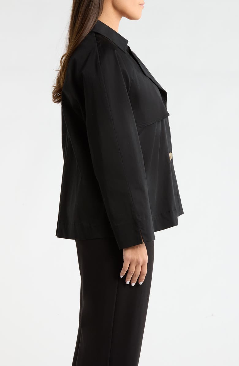 AK ANNE KLEIN Double Breasted Sateen Trench Coat, Alternate, color, Anne Black