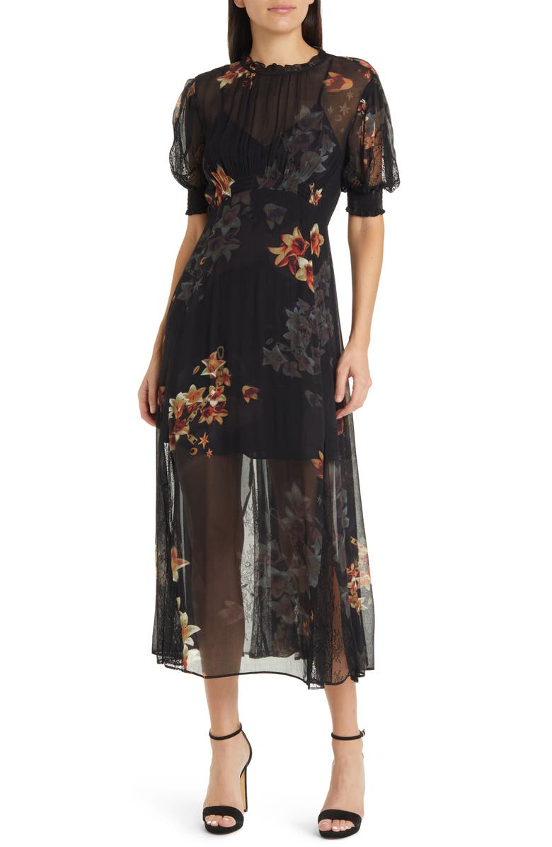 AllSaints Laverna Stargazer Floral Print Dress, Main, color, 