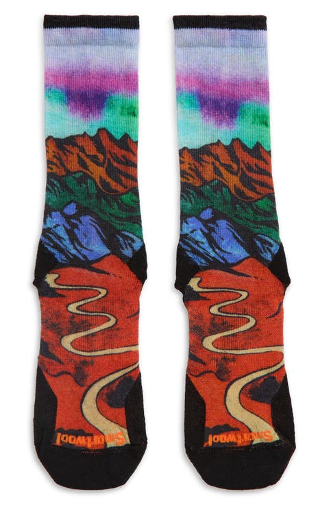 Trail Run Singletrack Print Targeted Cushioning Crew Socks