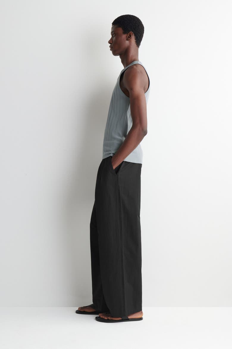 Slim-fit Wide-rib Cotton Tank Top, Alternate, color, GRAY