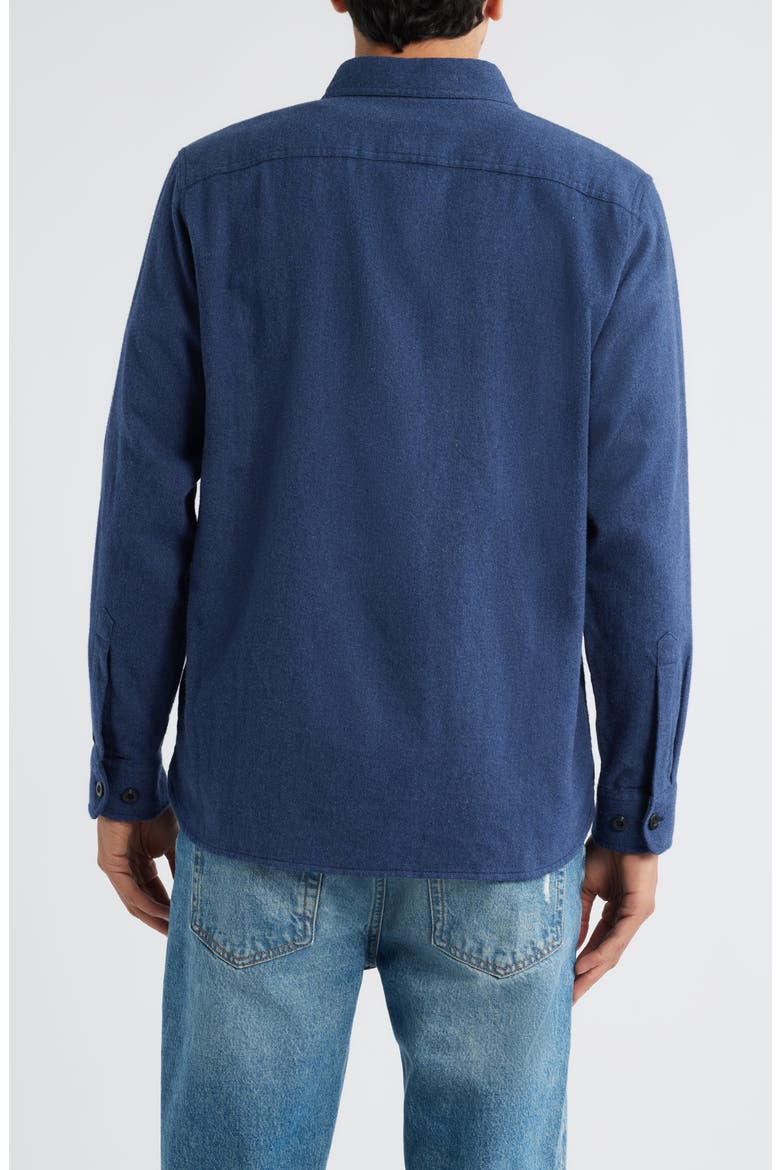 Burnside Solid Flannel Button-Up Shirt, Alternate, color, NAVY HEATHER