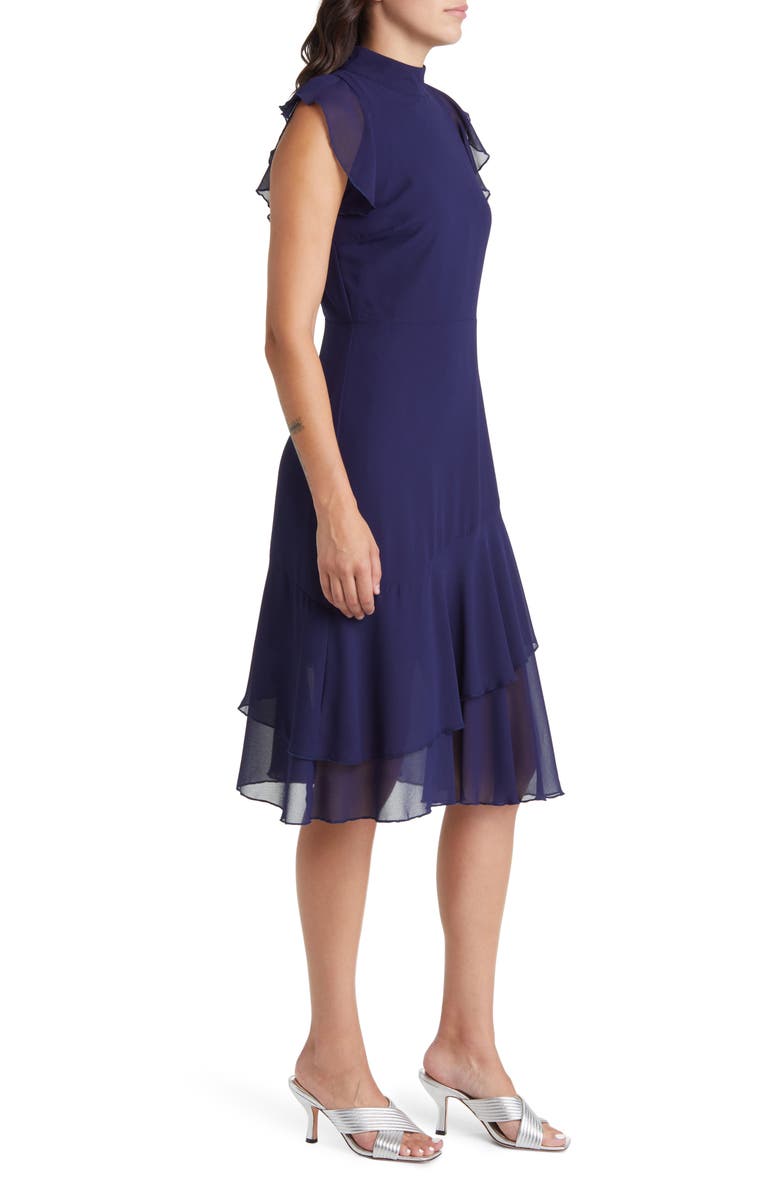 Sam Edelman Ruffle Mock Neck Midi Dress, Alternate, color, 
