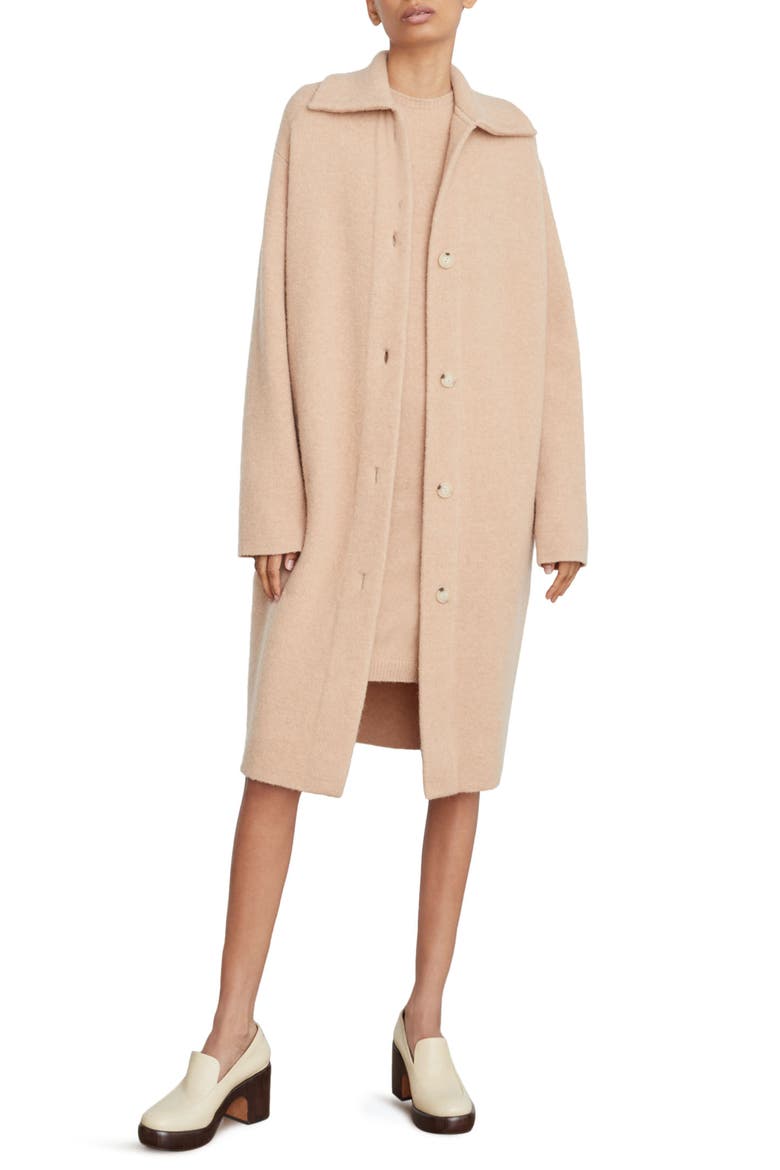 Spread Collar Cardigan Coat, Main, color, LIGHT BRITTLE