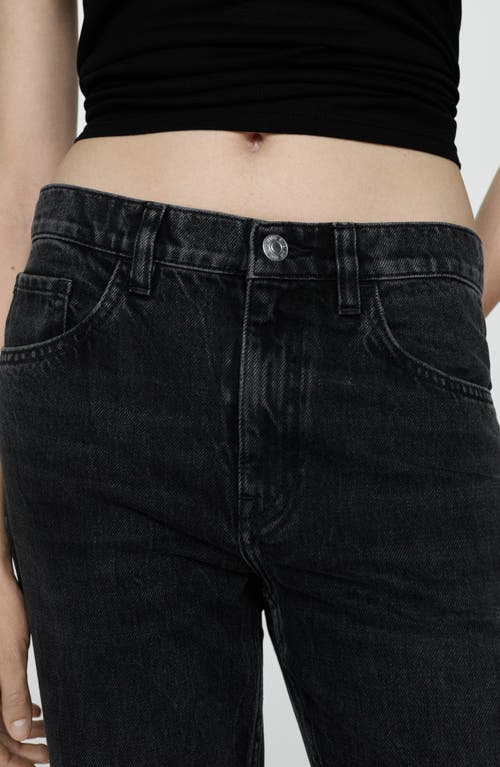 Mango Turn-up Hem Straight Jeans Black Denim In Black Denim