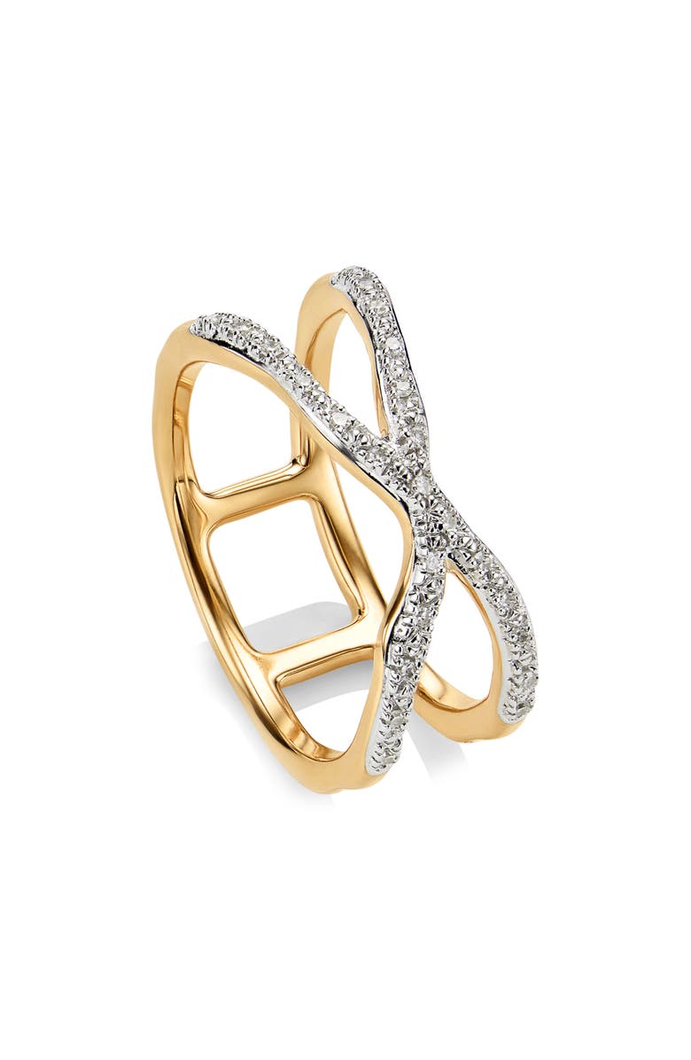 Monica Vinader Riva Diamond Ring, Main, color, Gold/ Diamonds