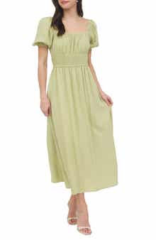 AUGUST SKY Puff Sleeve Midi Dress
