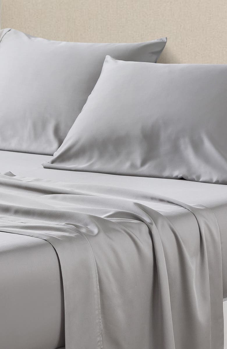 MELANGE HOME Sateen Rayon Sheet 4-Piece Set, Alternate, color, Light Grey