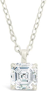 Sterling Forever Asscher Cut Cubic Zirconia Pendant Necklace