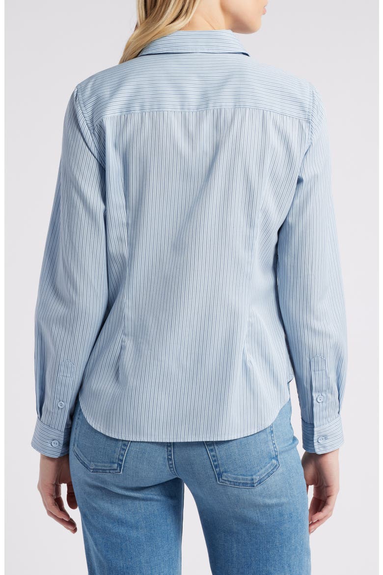 Stripe Cotton Blend Button-Down Shirt, Alternate, color, LIGHT BLUE / NAVY