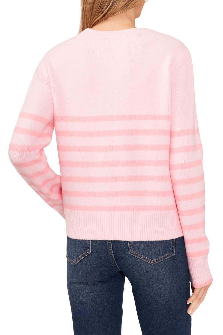 Stripe Crewneck Sweater, Alternate, color, PRISM PINK