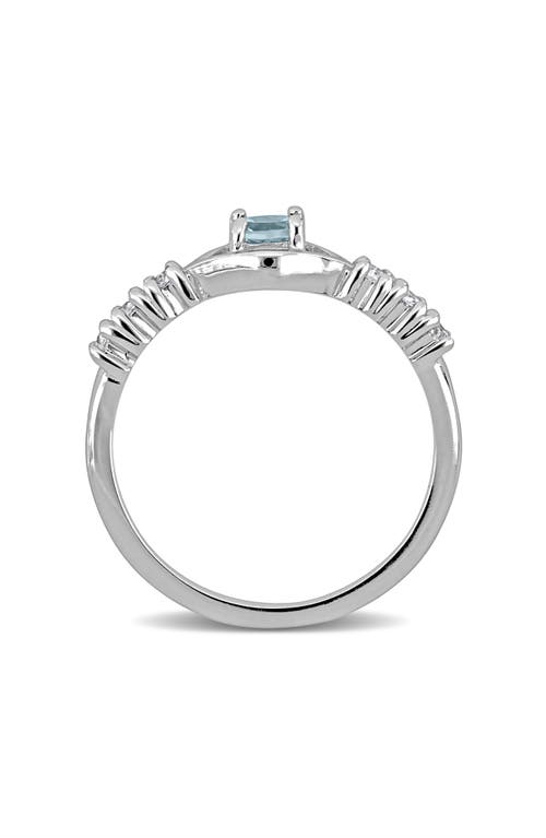 Delmar Sky Blue Topaz & White Sapphire Ring In Metallic