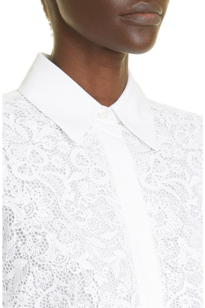 Evangeline Long Sleeve Guipure Lace Shirtdress, Alternate, color, WHITE