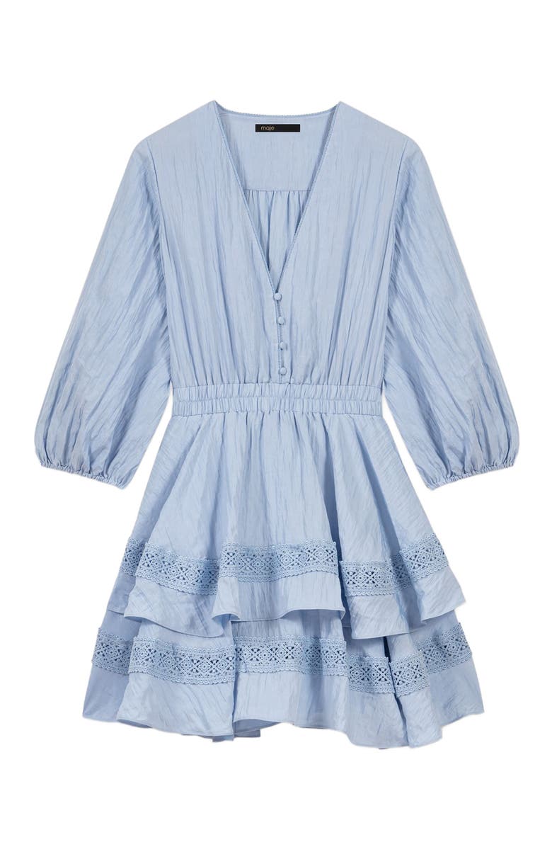 maje Dress with ruffles and lace details, Main, color, Blue Sky