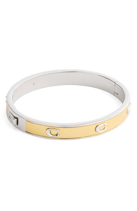 Inlay Two-Tone Hinge Bracelet