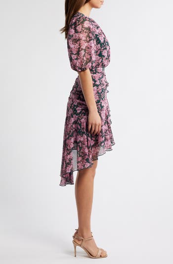 Chelsea28 Floral Asymmetric Ruffle Chiffon Dress | Nordstrom
