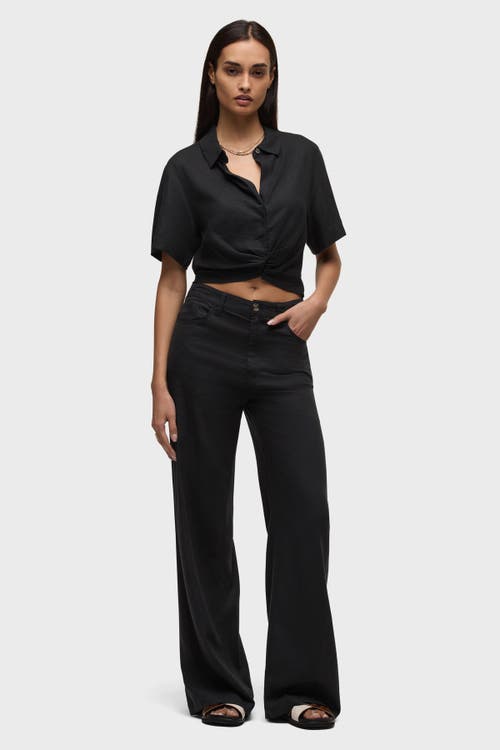 Hudson Jeans Short Sleeve Knotted Button Down Shirt