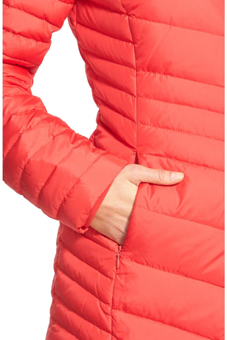 'Kirby' Chevron Quilted Pillow Collar Down & Feather Fill Coat, Alternate, color, RED