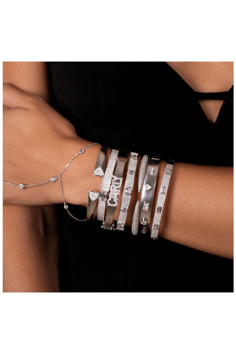 Open Pavé Heart Cuff Bracelet, Alternate, color, SILVER