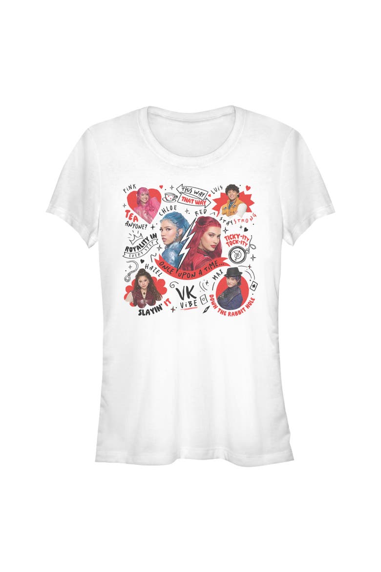 Junior's Descendants Wicked Wonderland Team Once Upon A Time  Graphic T-Shirt, Main, color, White