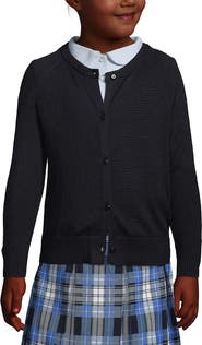 Lands' End School Uniform Girls Cotton Modal Cardigan Sweater