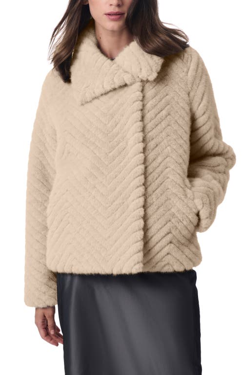 BERNARDO BERNARDO CHEVRON QUILTED FAUX FUR JACKET