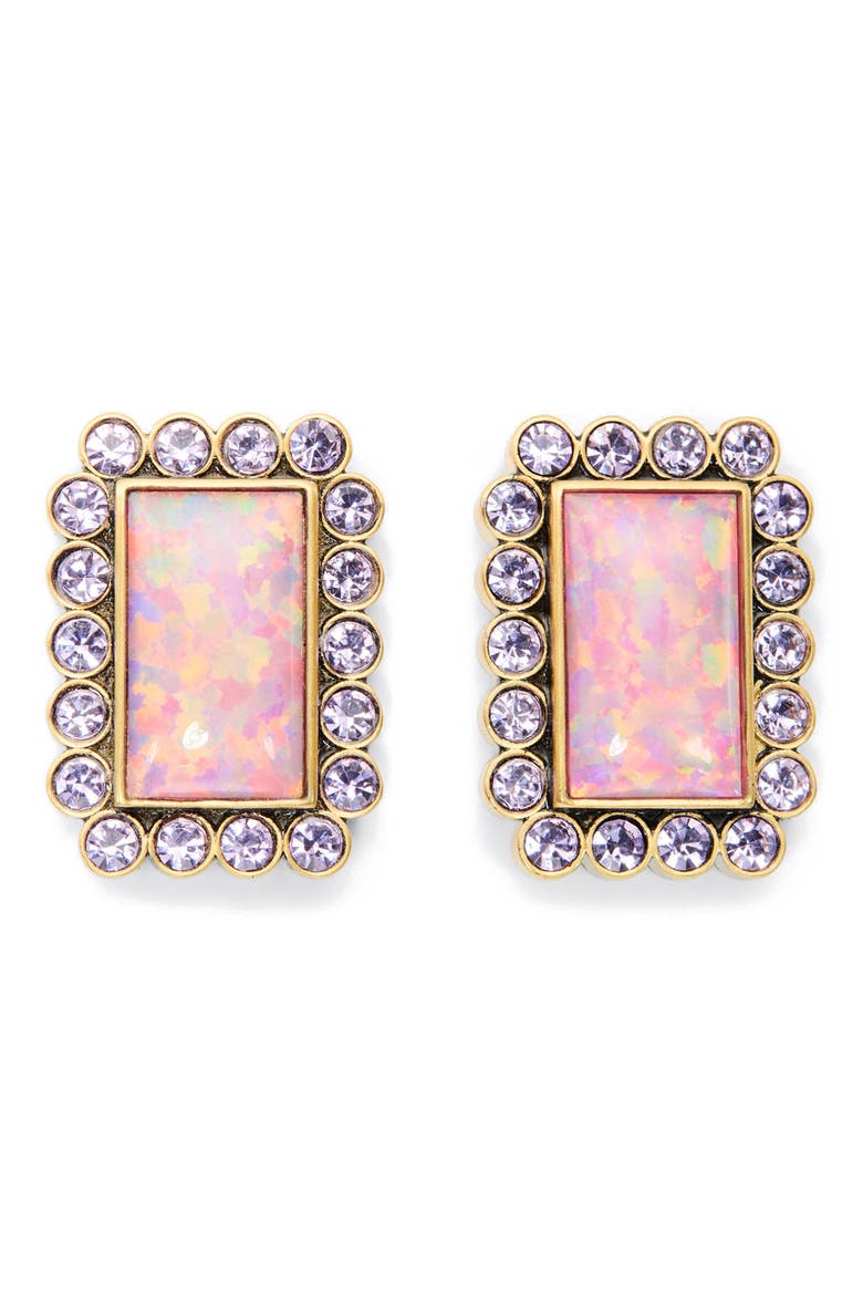 Rectangular Stud Earrings, Main, color, PINK
